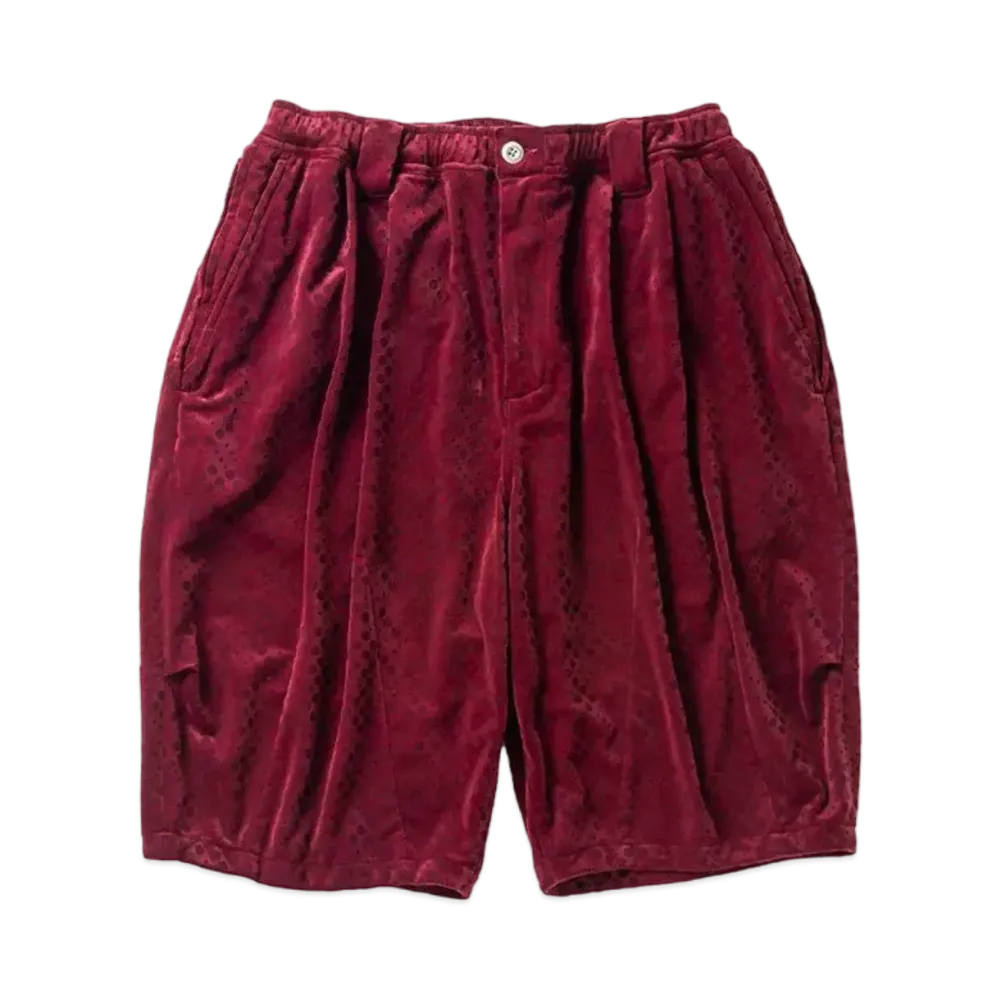 TIGHTBOOTH Dot Velour Big Shorts "Burgundy"