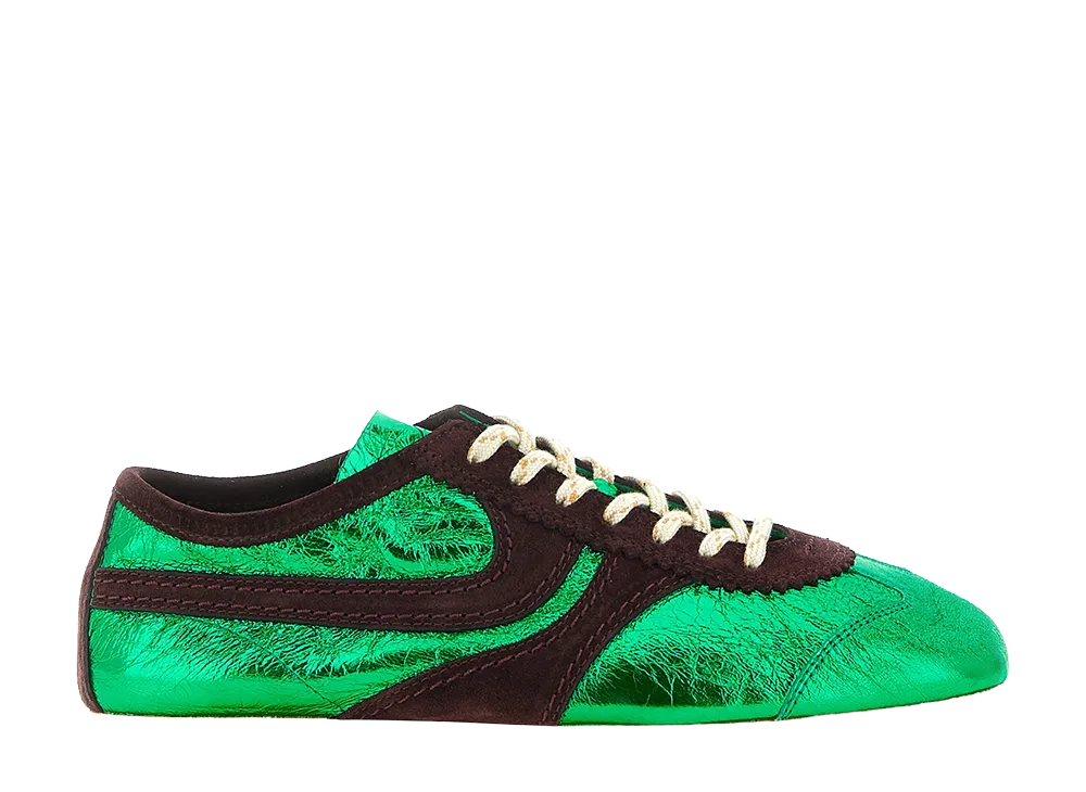 DRIES VAN NOTEN Women's Laminated Leather Sneakers "Green"
