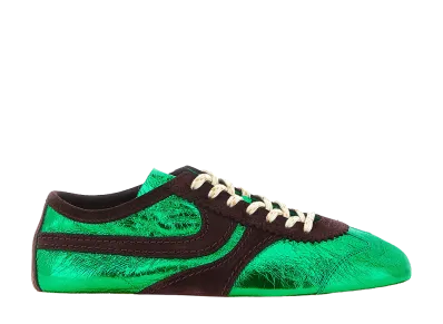 DRIES VAN NOTEN Women's Laminated Leather Sneakers "Green"