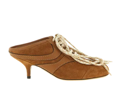 DRIES VAN NOTEN Women's Heeled Suede Sneakers "Tan"