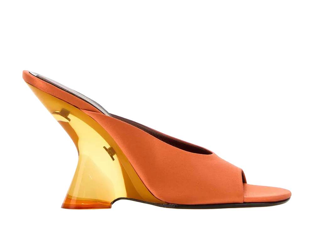 DRIES VAN NOTEN Women's Open-Toe Satin Mules "Rust"