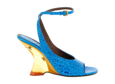 DRIES VAN NOTEN Women's Embossed Leather Sandals "LightBlue"