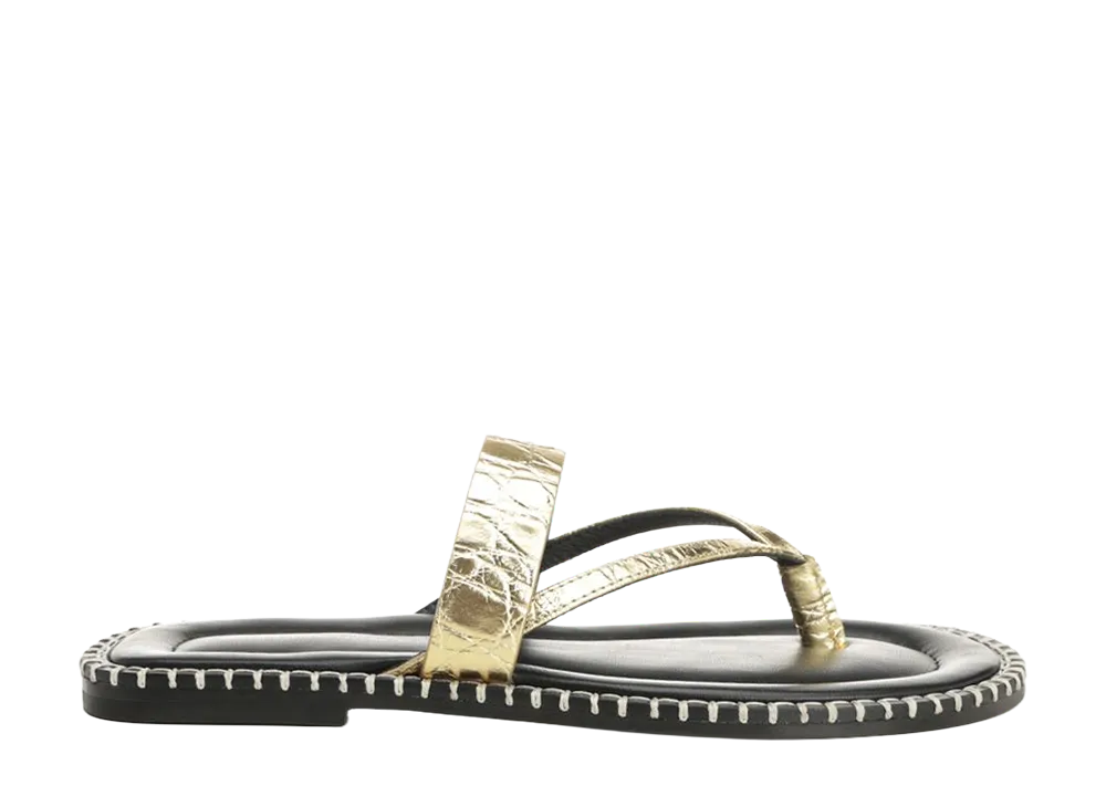 DRIES VAN NOTEN Women's Metallic Leather Flip-Flops "Gold"