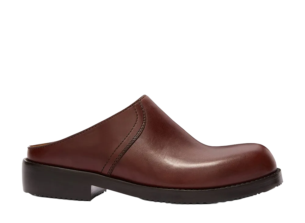 DRIES VAN NOTEN Leather Geta Clogs "Terra"