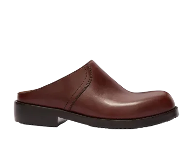 DRIES VAN NOTEN Leather Geta Clogs "Terra"
