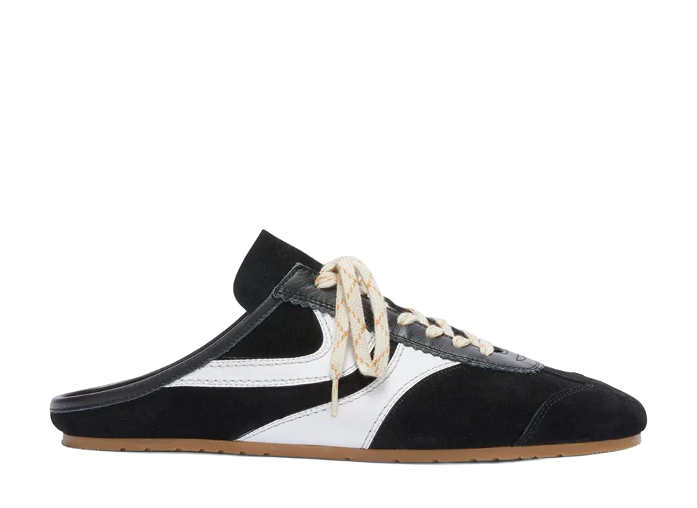 DRIES VAN NOTEN Suede Sneaker Mules "Black/White"