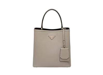PRADA Medium Saffiano Leather Prada Panier Bag "Slate Gray/Black"