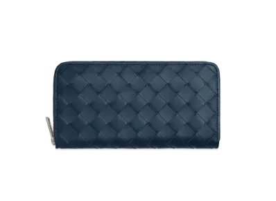 Bottega Veneta Zip Around Wallet "Deep Blue"