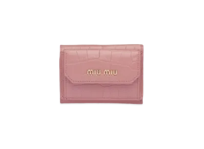 MIU MIU Crocodile Printed Leather Wallet "Pink"