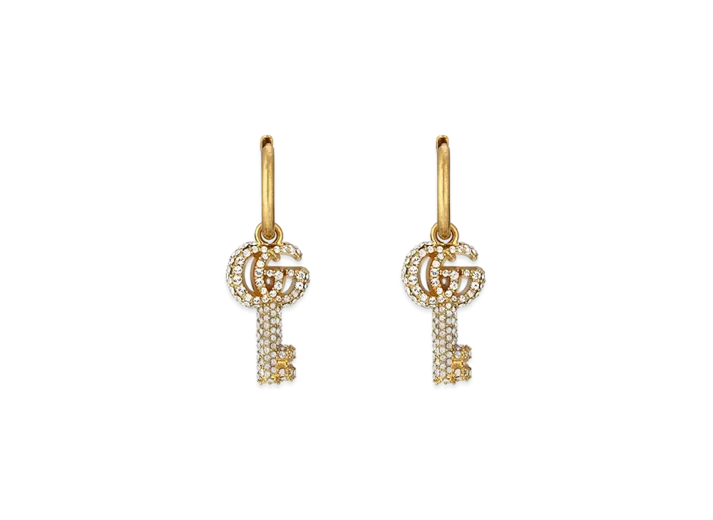 GUCCI Double G Key Earrings With Crystals