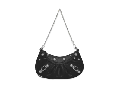 BALENCIAGA Le Cagole Mini Purse With Chain Crocodile Embossed With Rhinestones "Black"