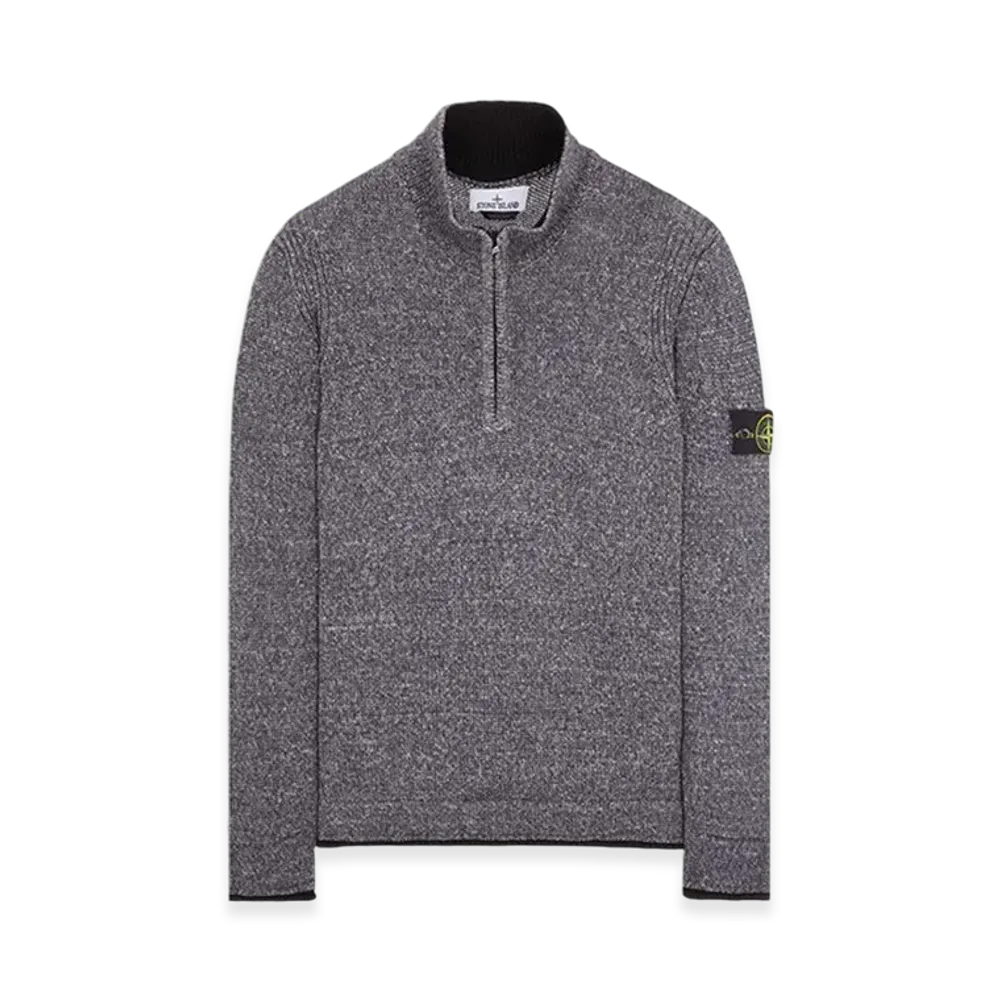 Stone Island 522B3 Color Sprayed Tape Half Zip Up Knit - 24SS "Black"