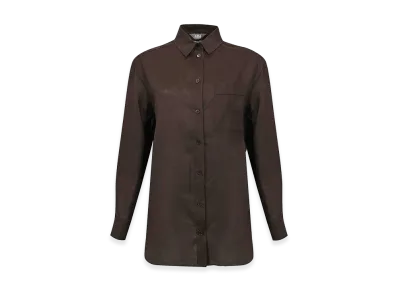 MM6 Maison Margiela Women's Mmlfilo Shirt in Linen "Dark Brown"