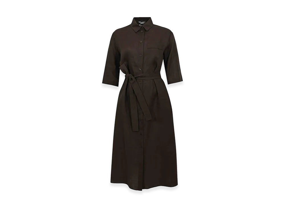 MM6 Maison Margiela Women's Mmltabella Shirt Dress in Linen "Dark Brown"