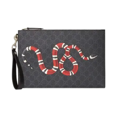 GUCCI Bestiary Pouch With Kingsnake "Black"