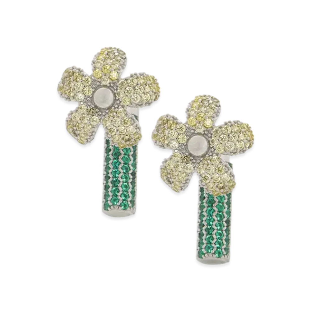 LOEWE Flower Earrings "Silver/Yellow"