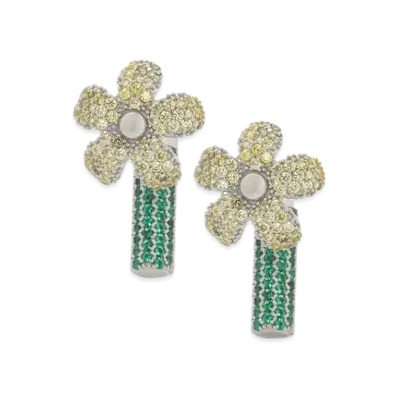 LOEWE Flower Earrings "Silver/Yellow"