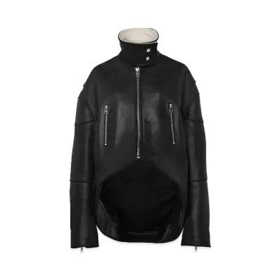 JW ANDERSON Curved Leather Hem High Neck Jacket "Black"