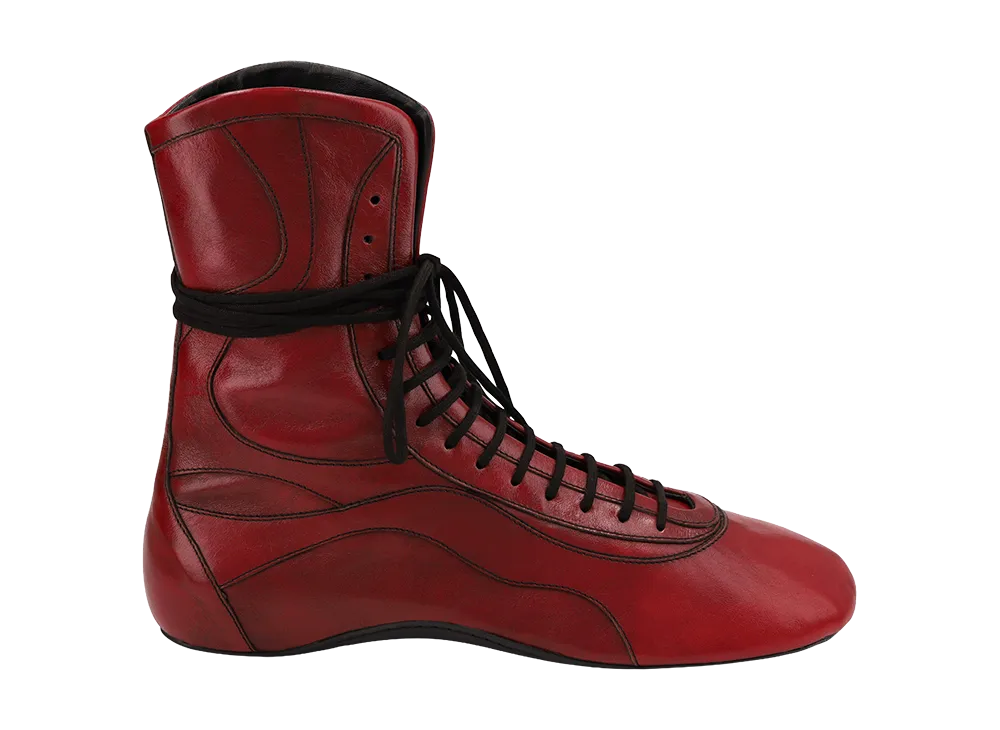 DRIES VAN NOTEN Leather High Top Sneakers "Red"
