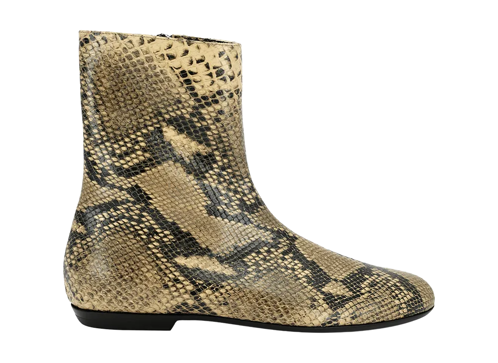 DRIES VAN NOTEN Leather Sock Boots "Beige/Python"