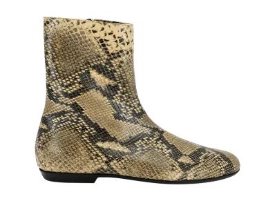 DRIES VAN NOTEN Leather Sock Boots "Beige/Python"