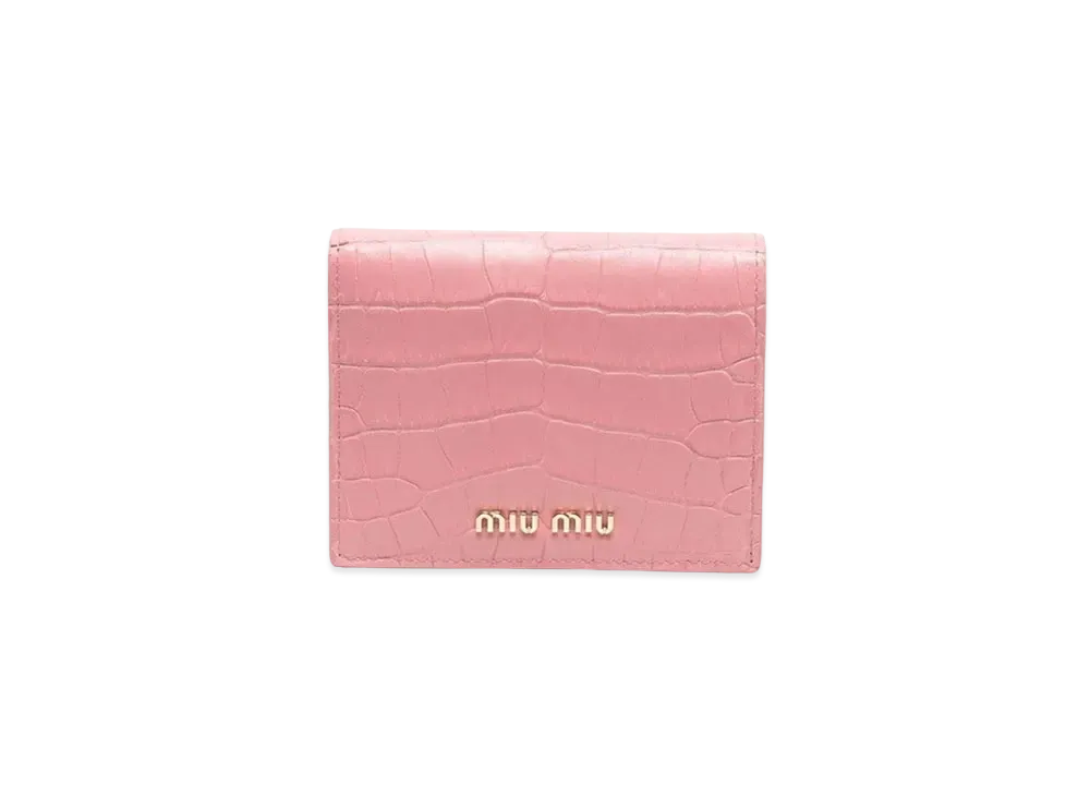 MIU MIU Crocodile Printed Leather Wallet "Pink"
