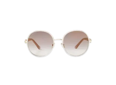 Jimmy Choo Pam Round Frame Sunglasses With Swarovski Crystals "Rose Gold/Grey"