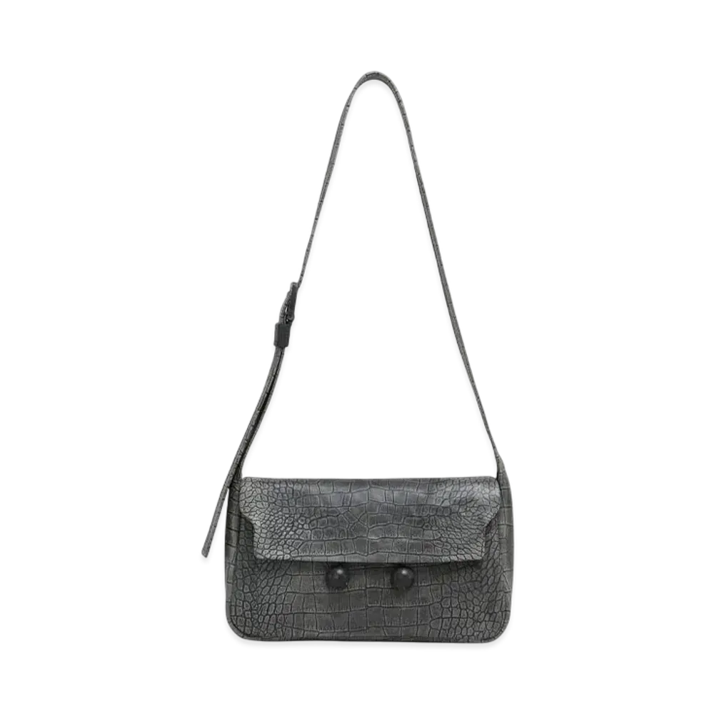 Marni Crocodile Print Leather Medium Trunkaroo Handbag "Black"