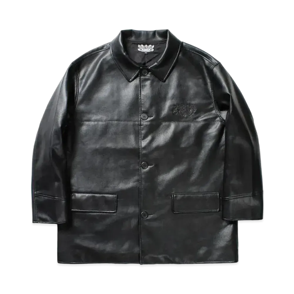 APHRODITEGANG Faux Leather Car Coat "Black"