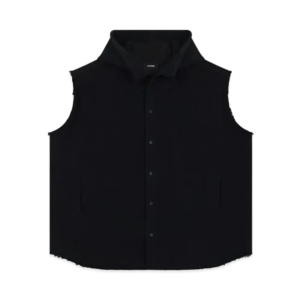 WE11DONE Sleeveless Hooded Shirt "Black"