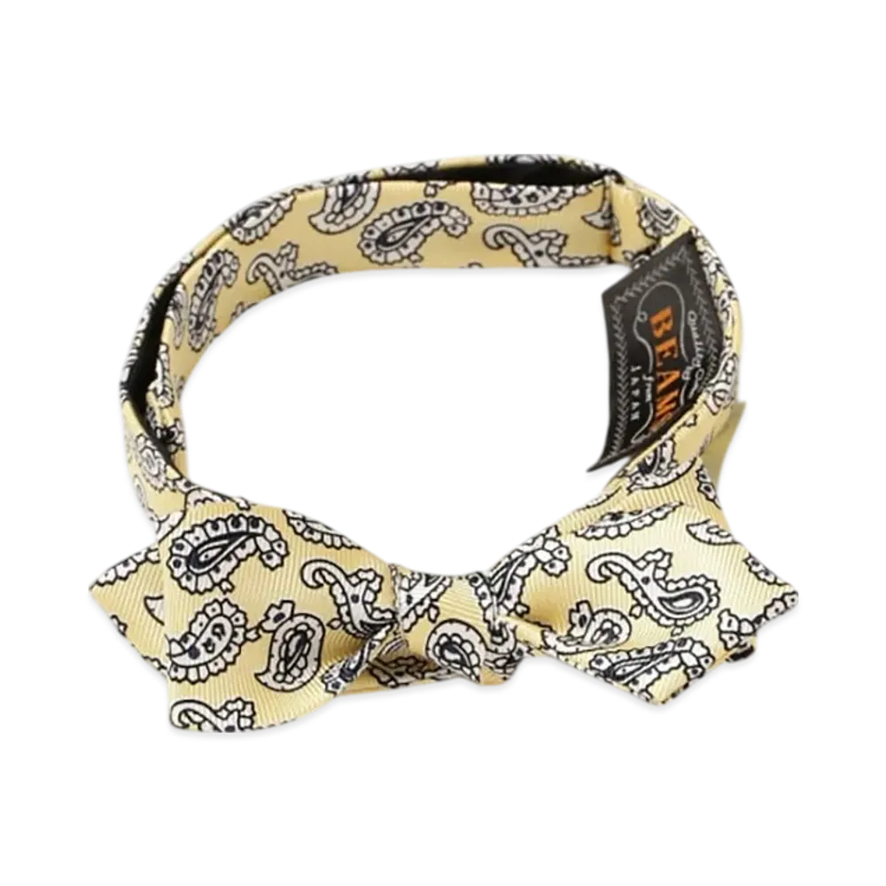 BEAMS Silk Bow Tie Paisley Print "Yellow"