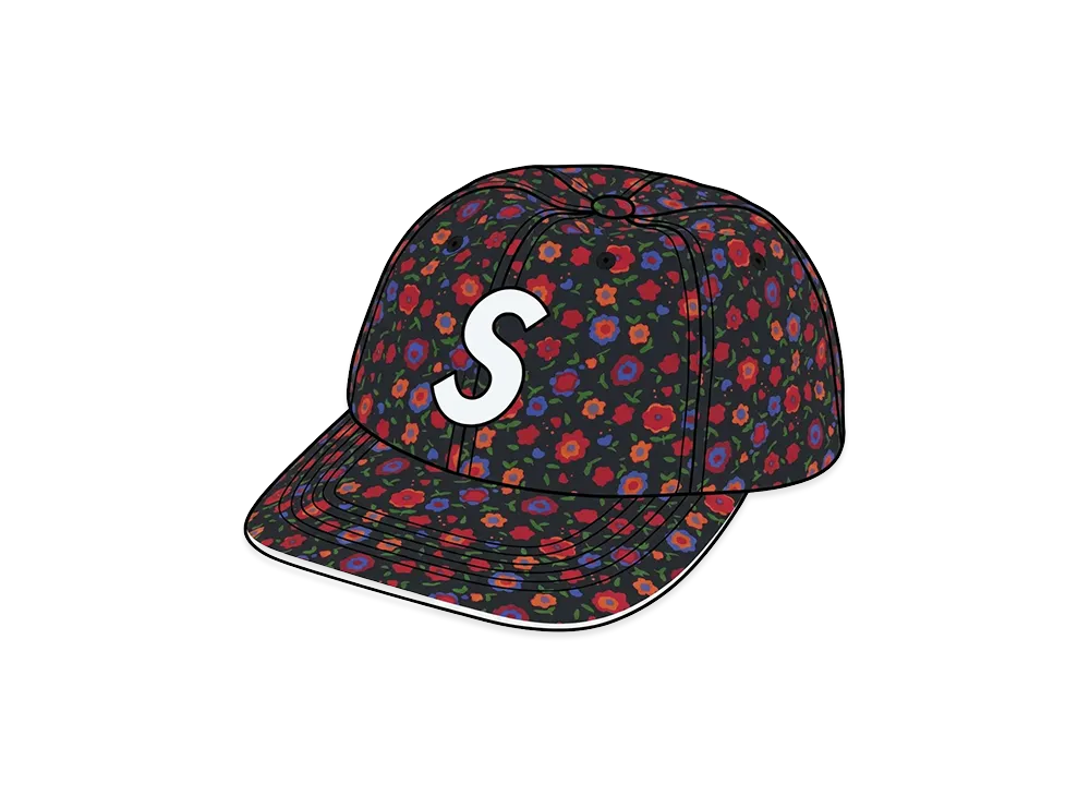 Supreme Washed Canvas S Logo 6-Panel "Floral"