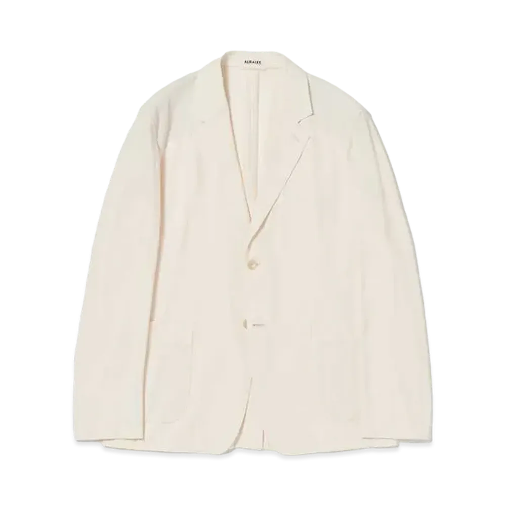 AURALEE Hard Twist Cotton Silk Viyella Jacket "Ivory"