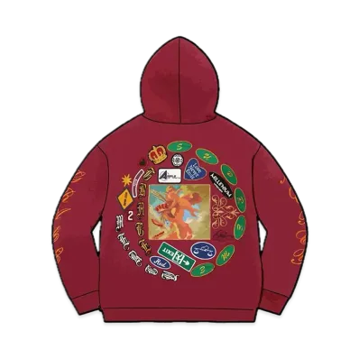 Supreme Patches Spiral Hooded Sweatshirt "Cardinal"