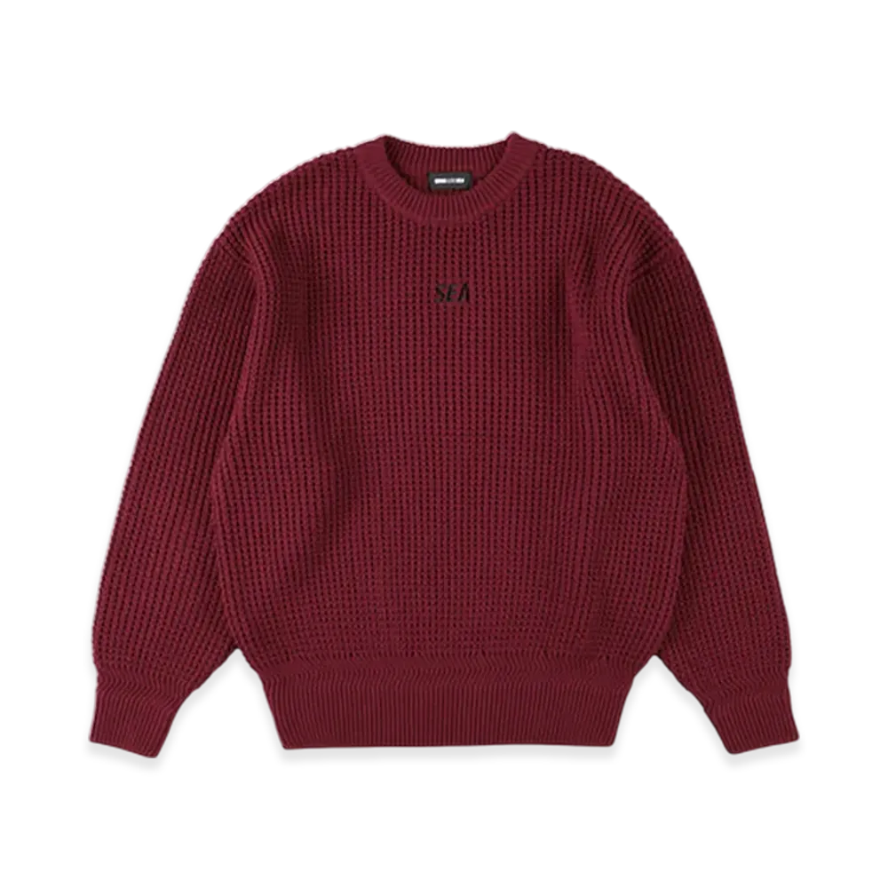 WIND AND SEA Waffle Crewneck Knit Sweater "Red"