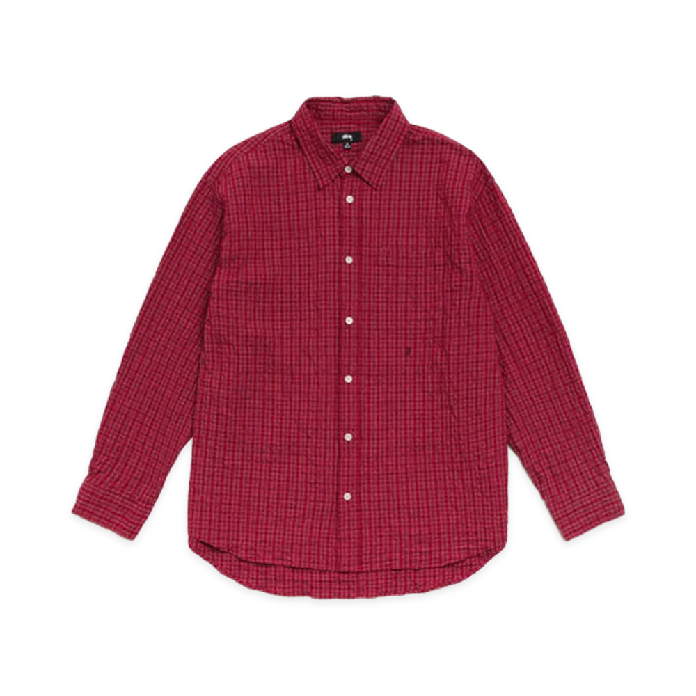 Stussy Standard Crinkle Shirt "Burgundy Check"