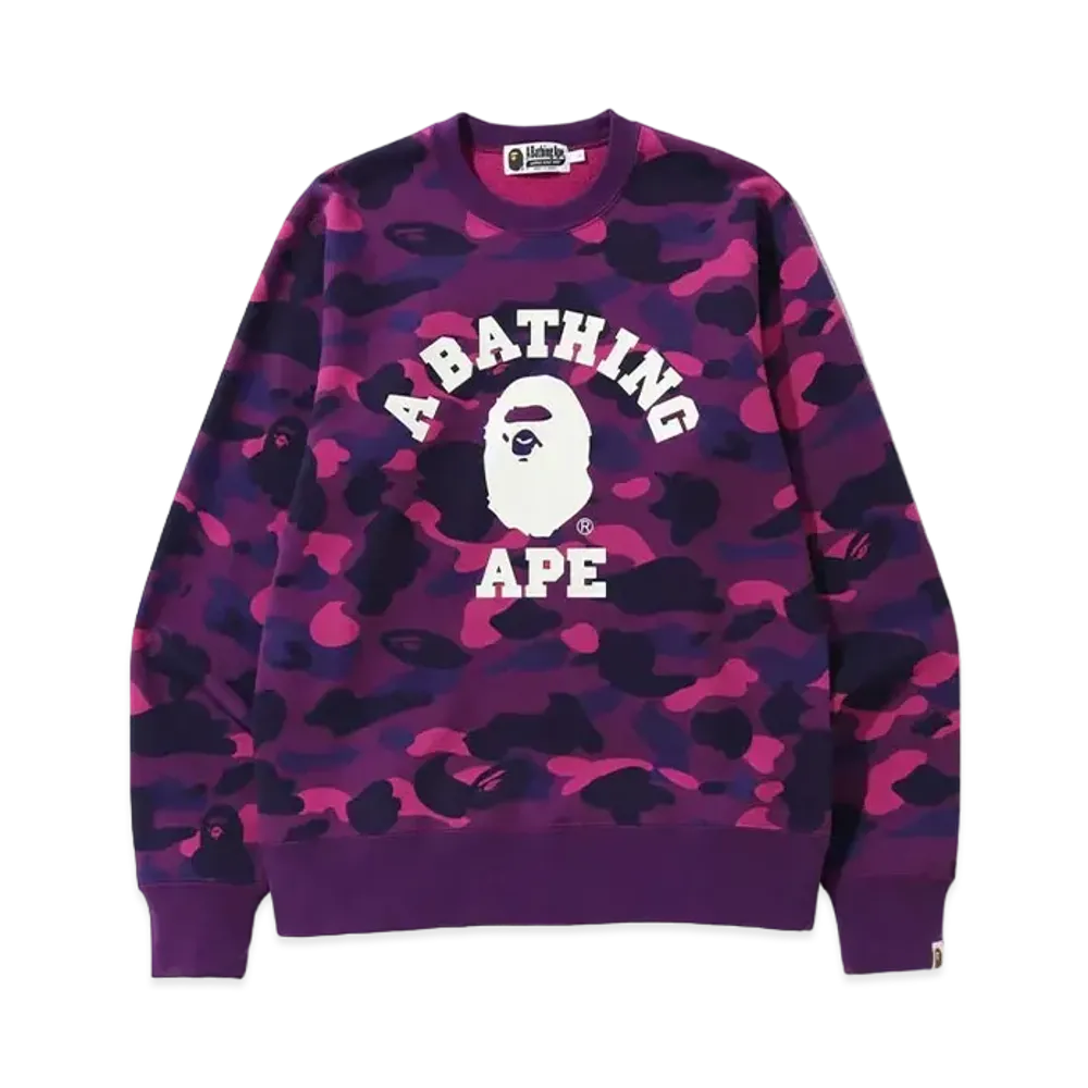 A BATHING APE Color Camo College Crewneck "Purple"