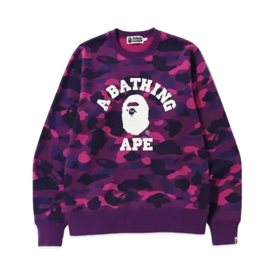 A BATHING APE Color Camo College Crewneck "Purple"