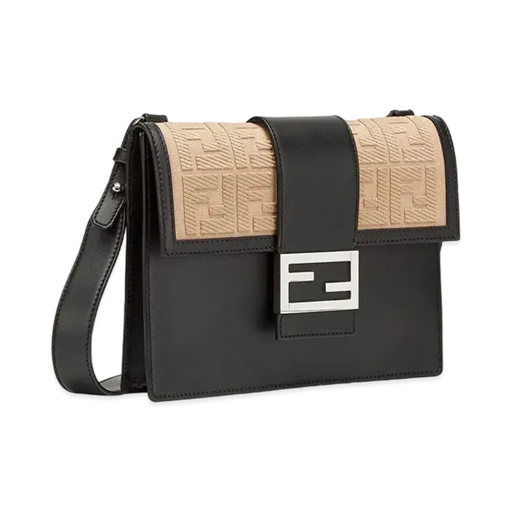 FENDI Flat Baguette Leather Bag "Black"