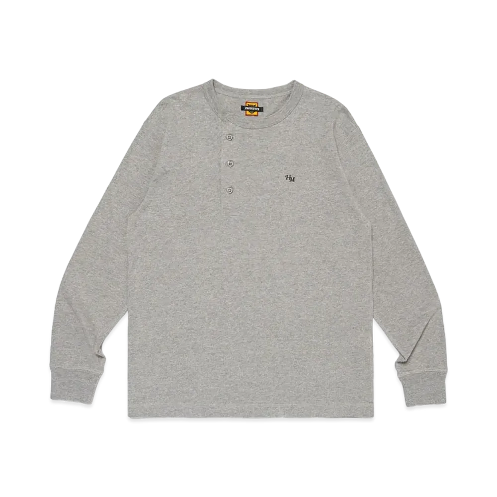 HUMAN MADE Henley Neck L/S T-Shirt "Gray"