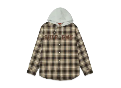 Supreme Appliqué Hooded Flannel Shirt "Brown"