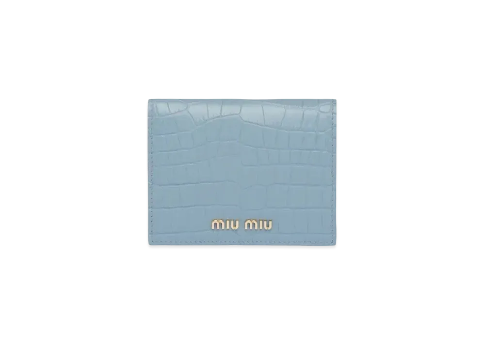 MIU MIU Crocodile Printed Leather Wallet "Sky Blue"