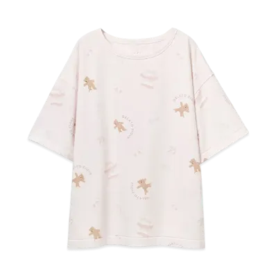 GELATO PIQUE Washing Bear Pattern T-Shirt "Pink"
