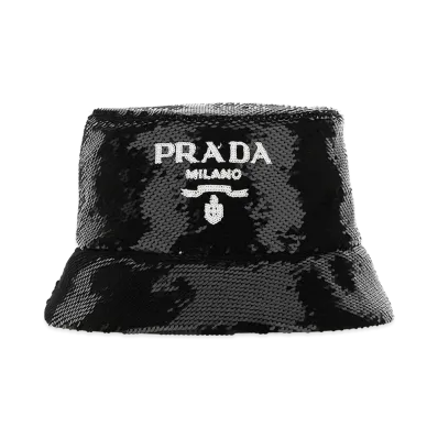 PRADA Women's Sequins Bucket Hat "Black"