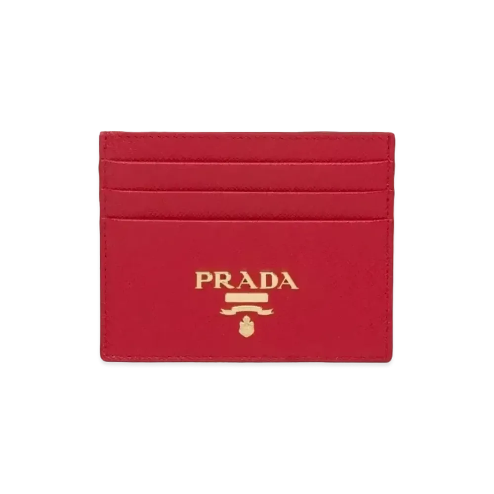 PRADA Saffiano Leather Card Holder "Fiery Red"