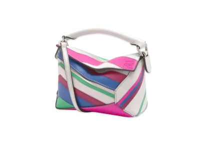 LOEWE Zigzag Mini Puzzle Edge In Classic Calfskin "Grey/Multicolour"