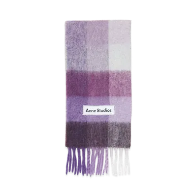 Acne Studios Mohair Check Scarf "Purple/White"