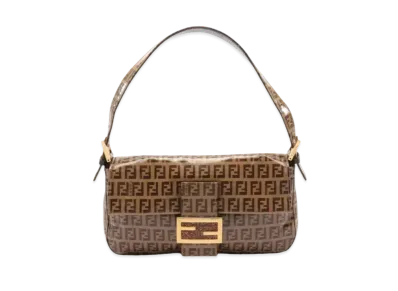 FENDI Mamma Baguette Zucchino Handbag Coating Canvas "Brown"