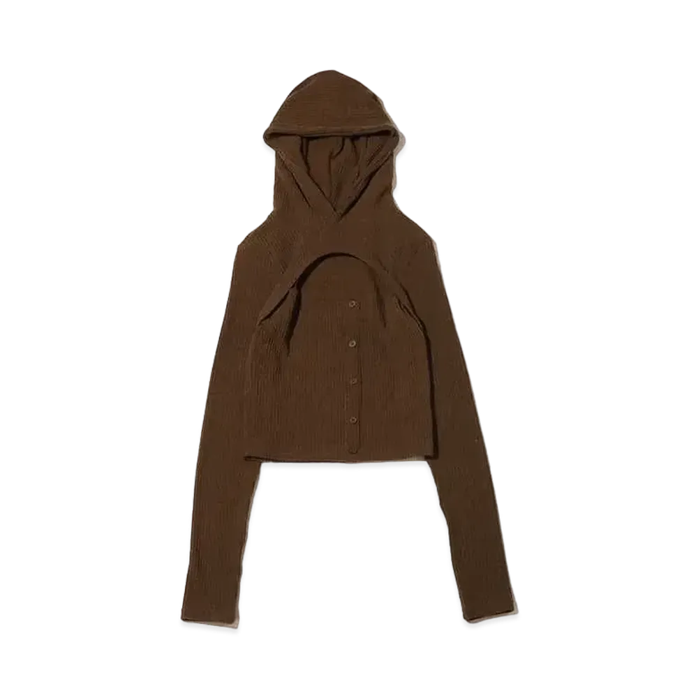 atmos pink Layered Knit Hoodie "Brown"
