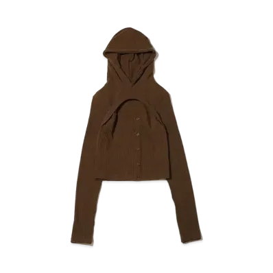 atmos pink Layered Knit Hoodie "Brown"